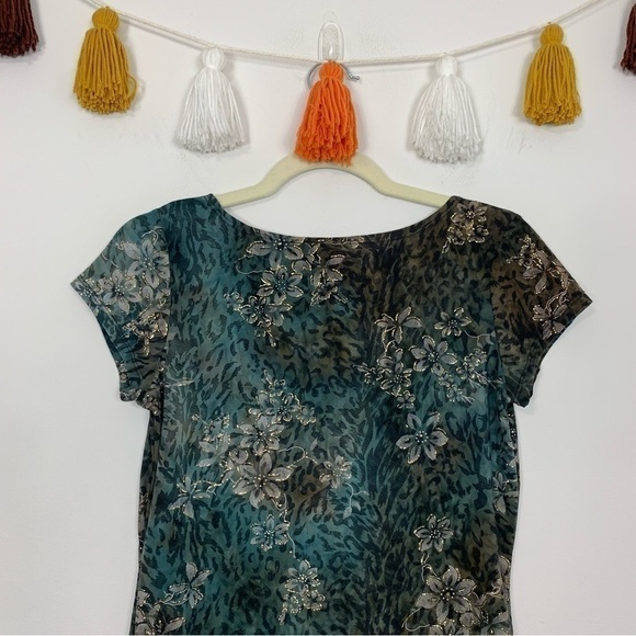 Y2K Brittany Black Mixed Media Animal Print Shirt Size Small - Picture 6 of 8